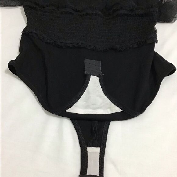 NBD Black Mesh Long Sleeve Bodysuit Sheer Mesh Corset Top Size Small - Picture 7 of 13